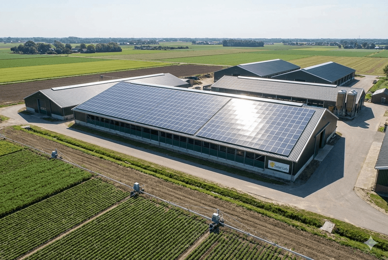 Painéis solares em fazenda